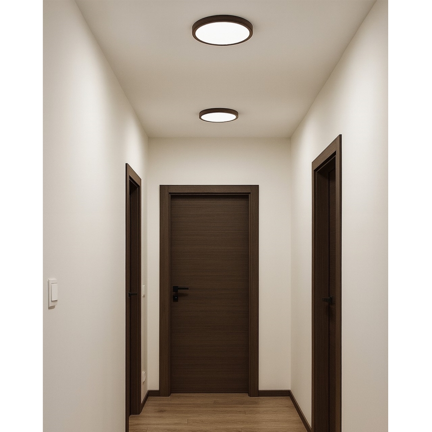 Luminária de teto LED/18W/230V 3000/4000/6500K Ø 23 cm castanha