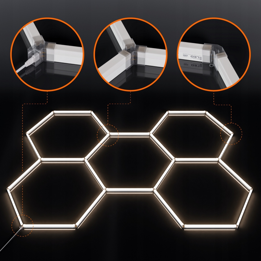 Luminária de Teto LED HEXAGON 240W 85-265V 4000K 298x209 cm CRI 90 IP44 branca