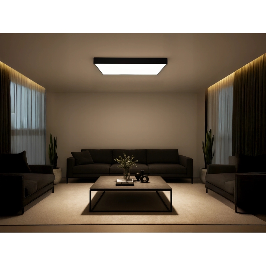 Luminária de teto LED/340W/230V 3000/4000/6500K 100x100 cm preta