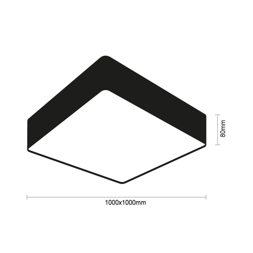 Luminária de teto LED/340W/230V 3000/4000/6500K 100x100 cm preta