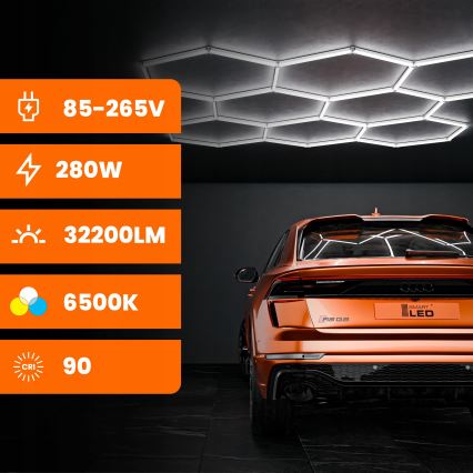 Candeeiro de teto LED HEXAGON LED/350W/85-265V 6500K 313x298 cm CRI 90 IP44 branco