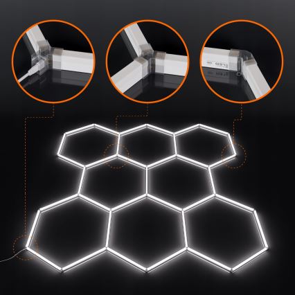 Candeeiro de teto LED HEXAGON LED/350W/85-265V 6500K 313x298 cm CRI 90 IP44 branco