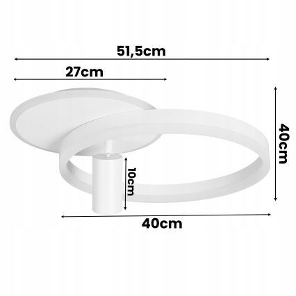 Luminária de teto LED/38W/230V + 1xGU10/30W branca