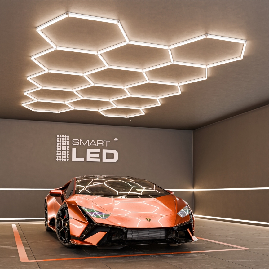 Luminária de teto LED HEXAGON LED/456W/85-265V 4000K 522x298 cm CRI 90 IP54 branca