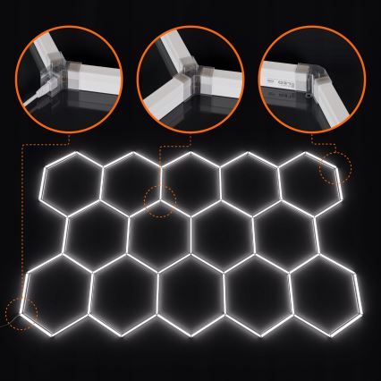 Luminária de teto LED HEXAGON LED/456W/85-265V 4000K 522x298 cm CRI 90 IP54 branca