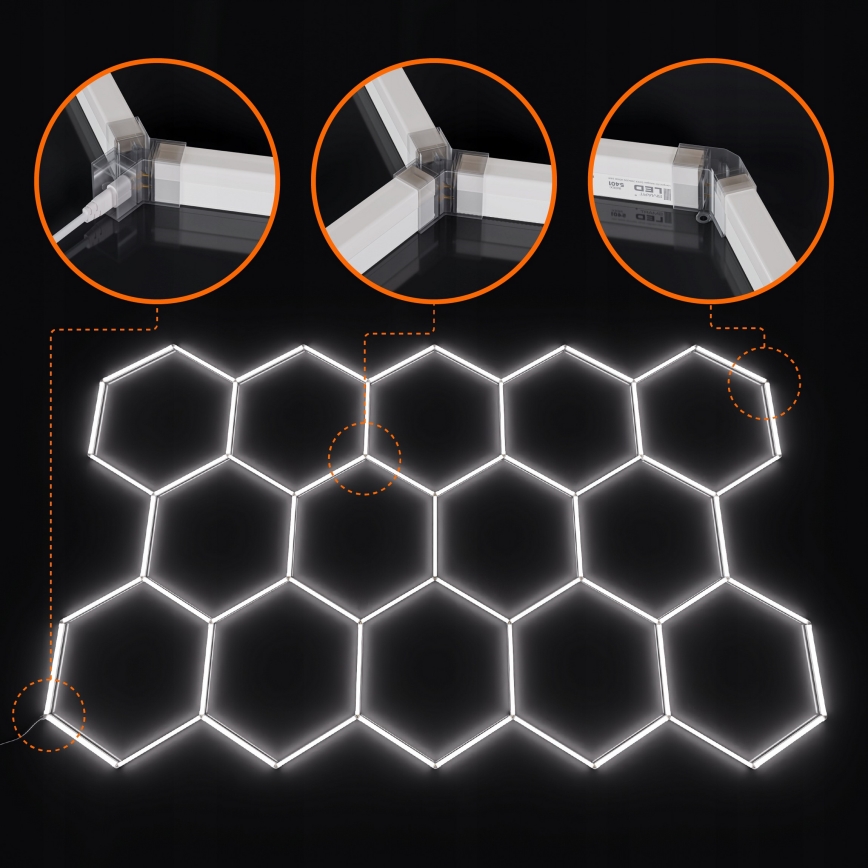 Luminária de teto LED HEXAGON LED/456W/85-265V 4000K 522x298 cm CRI 90 IP54 branca