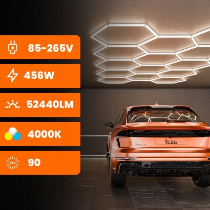 Candeeiro de tecto LED HEXAGON LED/570W/85-265V 4000K 522x298 cm CRI 90 IP44 branco