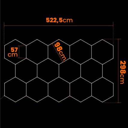 Candeeiro de tecto LED HEXAGON LED/570W/85-265V 4000K 522x298 cm CRI 90 IP44 branco