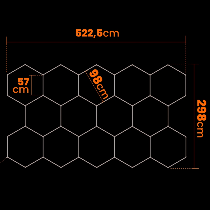Candeeiro de tecto LED HEXAGON LED/570W/85-265V 4000K 522x298 cm CRI 90 IP44 branco