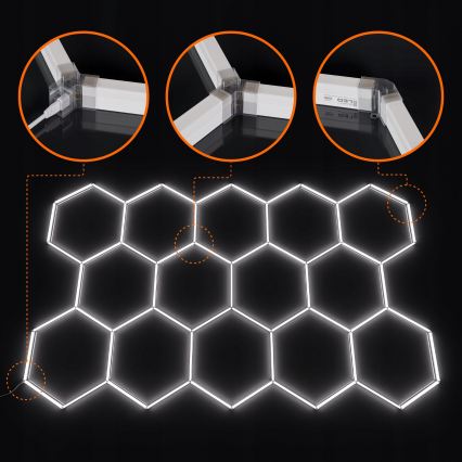 Luminária de tecto LED HEXAGON LED/570W/85-265V 6500K 522x298 cm CRI 90 IP44 branca