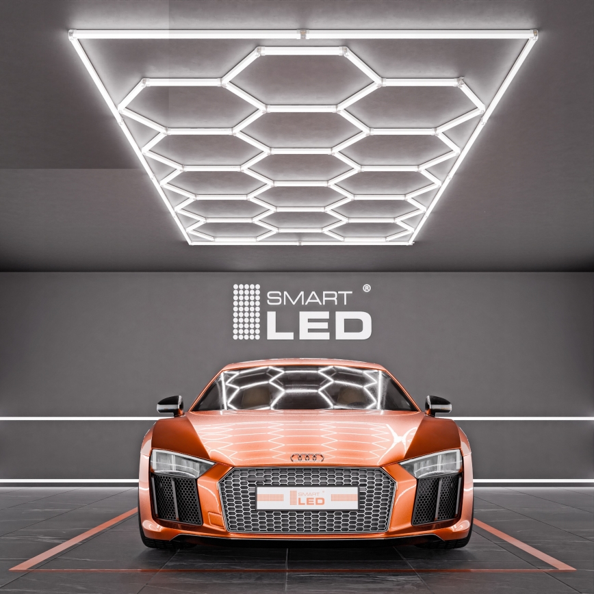 Luminária de teto LED HEXAGON LED/696W/85-265V 6500K 484x243 cm CRI 90 IP54 branca