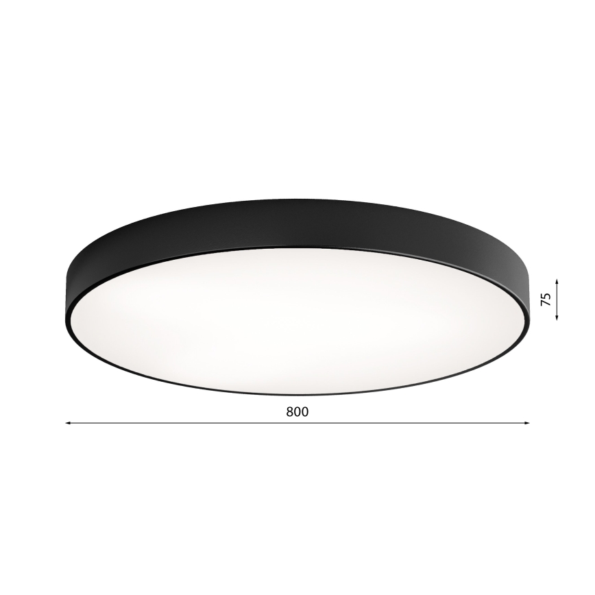 Luminária de Teto LED CLEO LED/96W/230V 3000K diâmetro 80 cm preta