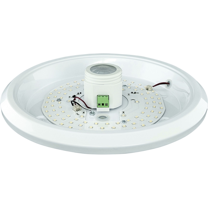 Plafon LED com sensor de movimento e de crepúsculo e módulo de emergência MANA LED/12W/230V 1500 mAh diâmetro 29 cm branco