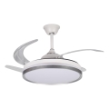 Luminária de teto LED dimável com ventoinha PLAVE LED/36W/230V 3000-6500K prateado/branco + comando remoto