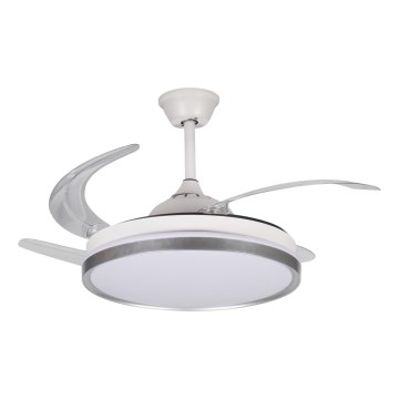 Luminária de teto LED dimável com ventoinha PLAVE LED/36W/230V 3000-6500K prateado/branco + comando remoto