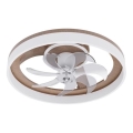 Luminária de teto LED dimerizável com ventilador LED/40W/230V 3000-6500K Ø 50 cm castanho/branco + controlo remoto