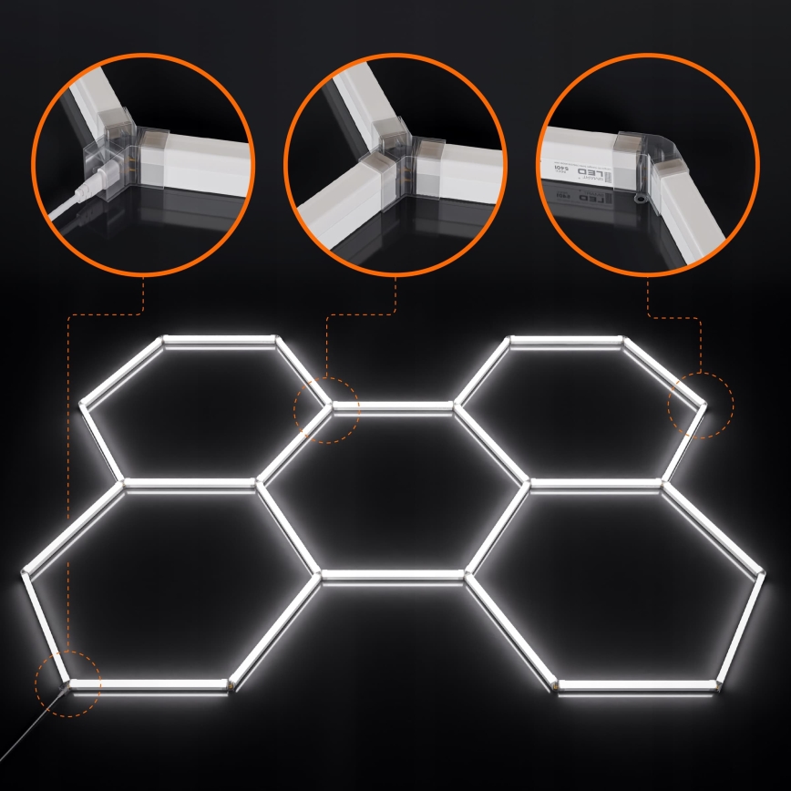 Luminária de teto LED dimerizável HEXAGON LED/192W/85-265V 5000K 160x221 cm CRI 90 IP54 branca