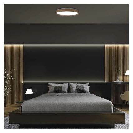Candeeiro de teto dimerizável LED ILVI LED/45W/230V 2700-6500K Ø 50 cm acabamento em madeira + controlo remoto