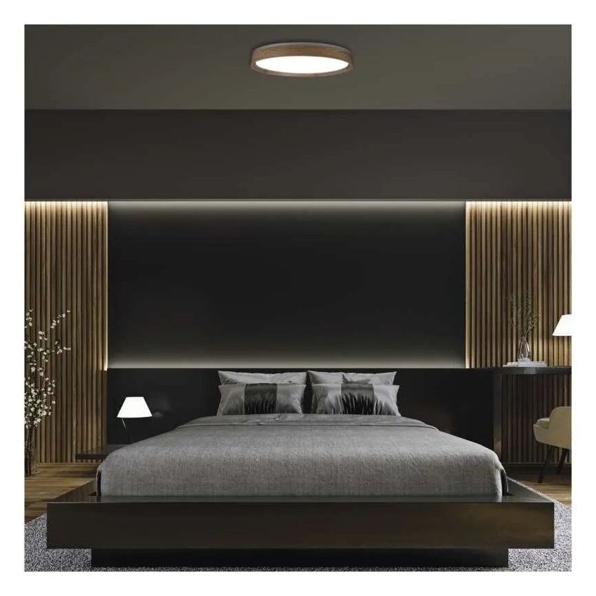 Candeeiro de teto dimerizável LED ILVI LED/45W/230V 2700-6500K Ø 50 cm acabamento em madeira + controlo remoto