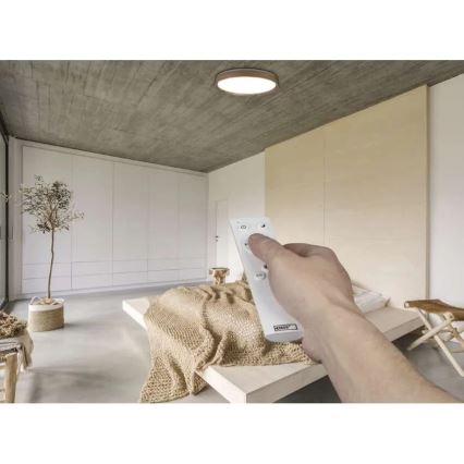 Candeeiro de teto dimerizável LED ILVI LED/45W/230V 2700-6500K Ø 50 cm acabamento em madeira + controlo remoto