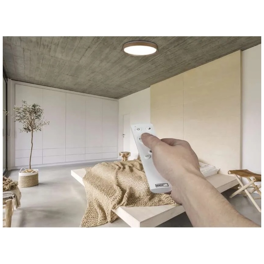 Candeeiro de teto dimerizável LED ILVI LED/45W/230V 2700-6500K Ø 50 cm acabamento em madeira + controlo remoto