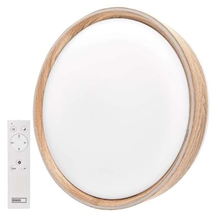 Candeeiro de teto dimerizável LED ILVI LED/45W/230V 2700-6500K Ø 50 cm acabamento em madeira + controlo remoto