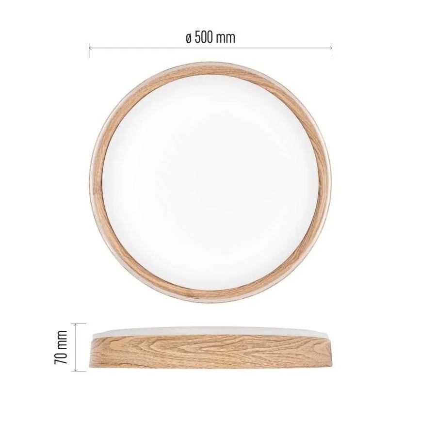 Candeeiro de teto dimerizável LED ILVI LED/45W/230V 2700-6500K Ø 50 cm acabamento em madeira + controlo remoto