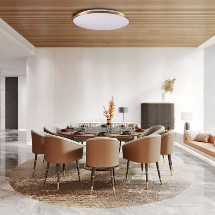 Luminária de teto LED regulável por dimmer KERN LED/80W/230V 3000/4000/6000K diâmetro 80 cm dourada + comando remoto