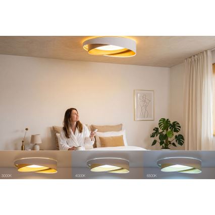 Luminária de tecto LED dimerizável SMART GALAXY MODERN LED/24W/230V 3000-6500K Ø 55 cm branca/bege/dourada + comando remoto