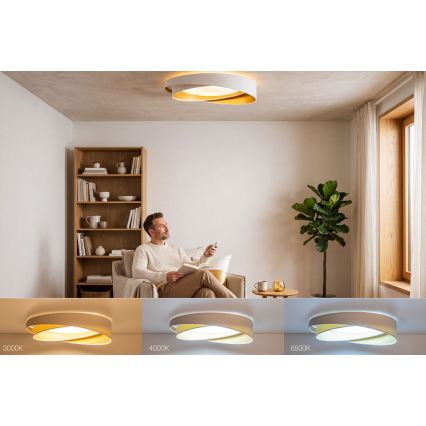 Candeeiro de tecto LED dimerizável SMART GALAXY MODERN LED/24W/230V 3000-6500K Ø 55 cm branco/dourado + comando remoto