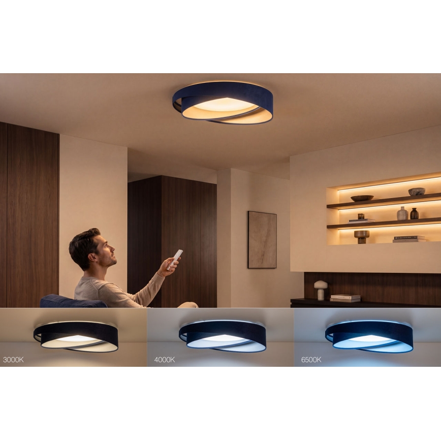 Luminária de tecto LED dimerizável SMART GALAXY MODERN LED/24W/230V 3000-6500K diâmetro 55 cm azul/prateado + comando remoto