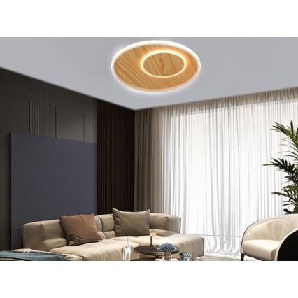 Luminária de teto LED dimmerizável LED/65W/230V 3000-6500K castanha + controlo remoto