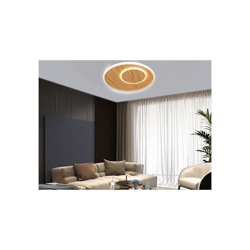 Luminária de teto LED dimmerizável LED/65W/230V 3000-6500K castanha + controlo remoto