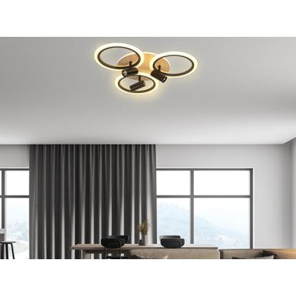 Luminária de teto LED dimmerizável LED/70W/230V 3000-6500K preto/marrom + comando à distância