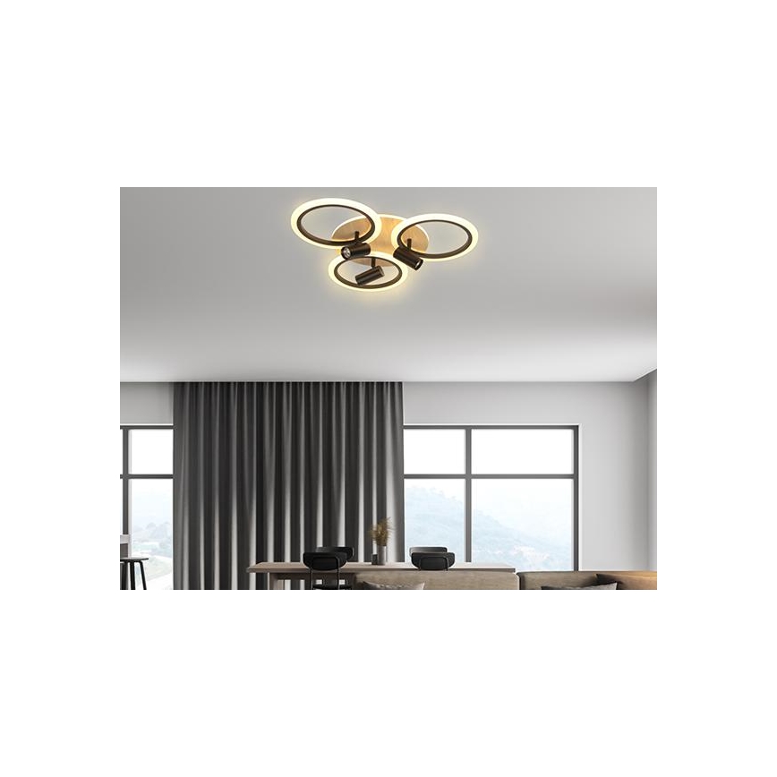 Luminária de teto LED dimmerizável LED/70W/230V 3000-6500K preto/marrom + comando à distância