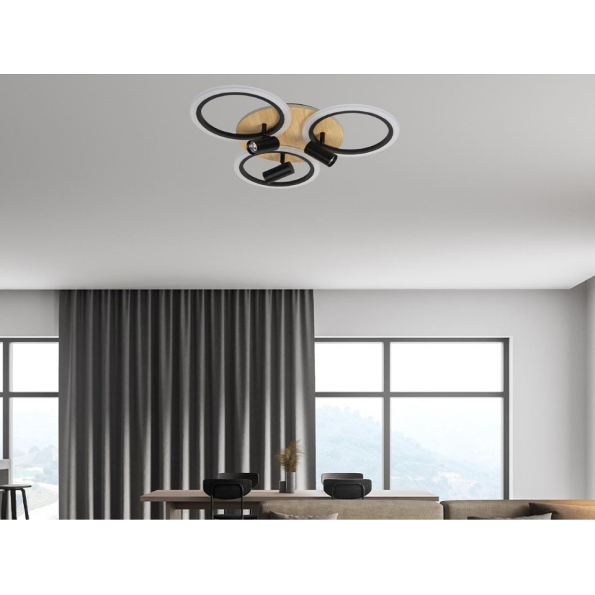 Luminária de teto LED dimmerizável LED/70W/230V 3000-6500K preto/marrom + comando à distância