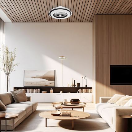 Luminária de teto LED dimmerizável com ventilador ZEPHYR LED/48W/230V 3000-6000K preta + controlo remoto