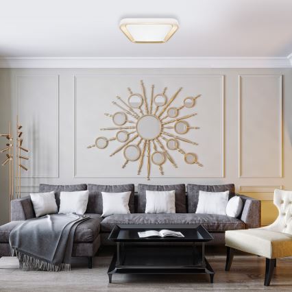 Luminária de teto LED dimmerizável QUADRO LED/38W/230V 3000-6000K branco/dourado + comando à distância