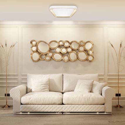 Luminária de teto LED dimmerizável QUADRO LED/66W/230V 3000-6000K branco/dourado + comando à distância