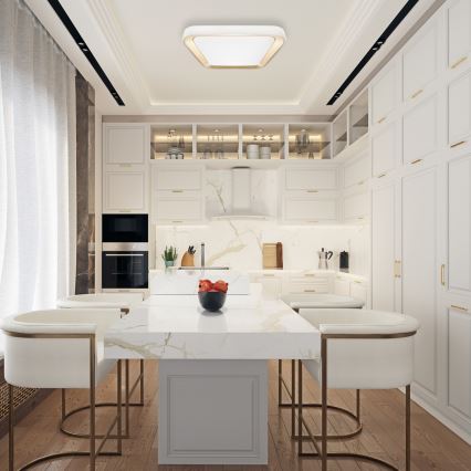 Luminária de teto LED dimmerizável QUADRO LED/66W/230V 3000-6000K branco/dourado + comando à distância