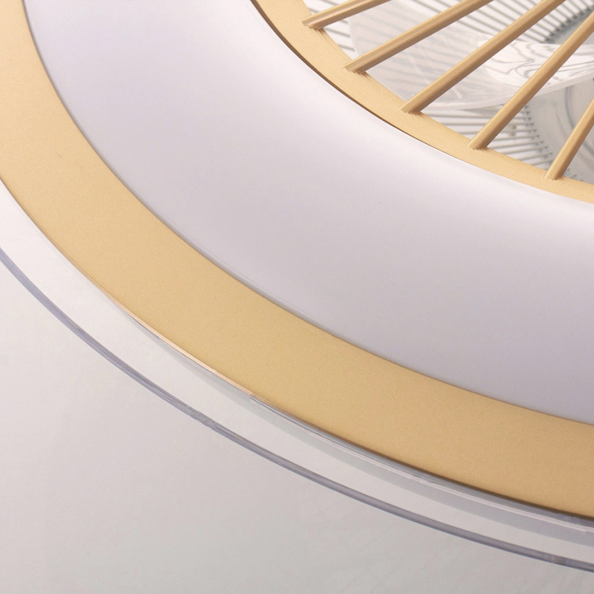 Luminária de teto LED dimmerizável com ventilador ZEPHYR LED/48W/230V 3000-6000K dourada + controlo remoto