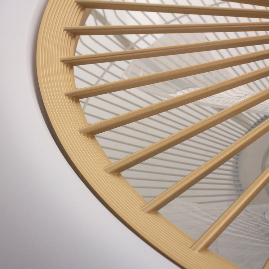 Luminária de teto LED dimmerizável com ventilador ZEPHYR LED/48W/230V 3000-6000K dourada + controlo remoto