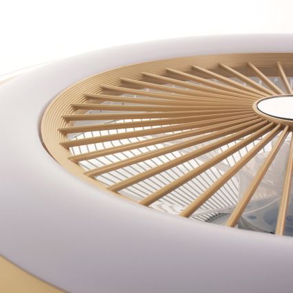 Luminária de teto LED dimmerizável com ventilador ZEPHYR LED/48W/230V 3000-6000K dourada + controlo remoto