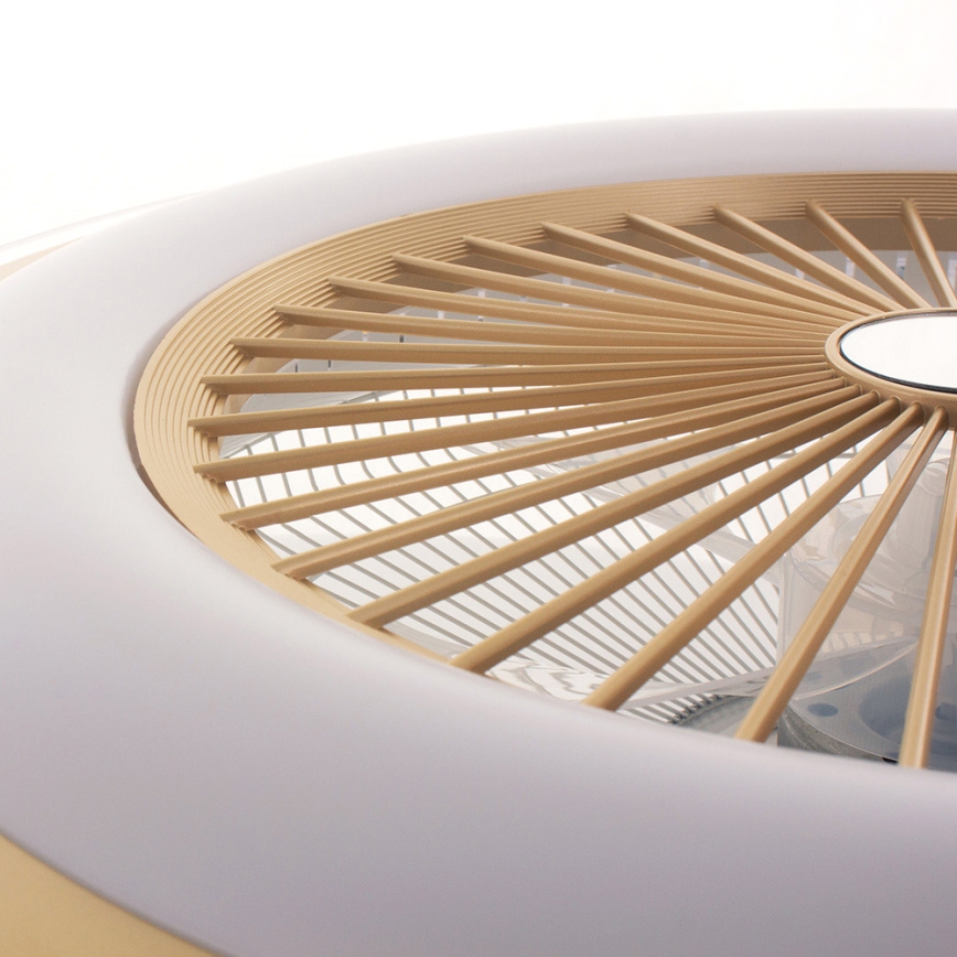 Luminária de teto LED dimmerizável com ventilador ZEPHYR LED/48W/230V 3000-6000K dourada + controlo remoto