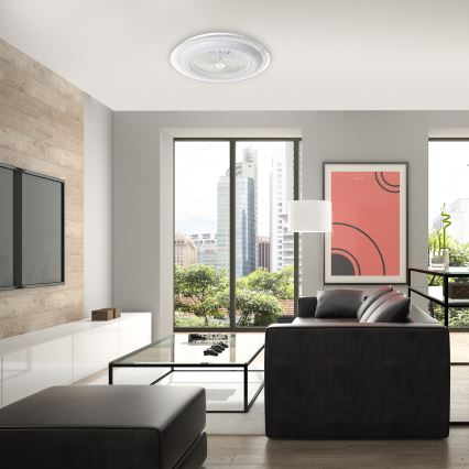 Luminária de teto LED dimmerizável com ventilador ZONDA LED/48W/230V 3000-6000K branca + controlo remoto