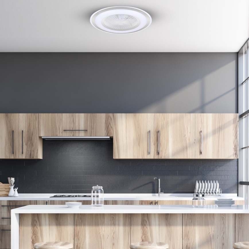 Luminária de teto LED dimmerizável com ventilador ZONDA LED/48W/230V 3000-6000K prata + controlo remoto
