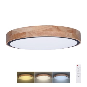 Luminária de teto LED dimmerizável IRON OAK LED/60W/230V 3000-6500K carvalho Ø 51 cm + controlo remoto