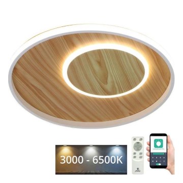 Luminária de teto LED dimmerizável LED/65W/230V 3000-6500K castanha + controlo remoto