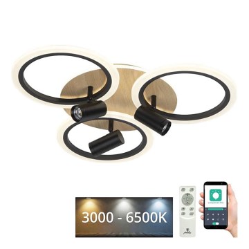 Luminária de teto LED dimmerizável LED/70W/230V 3000-6500K preto/marrom + comando à distância