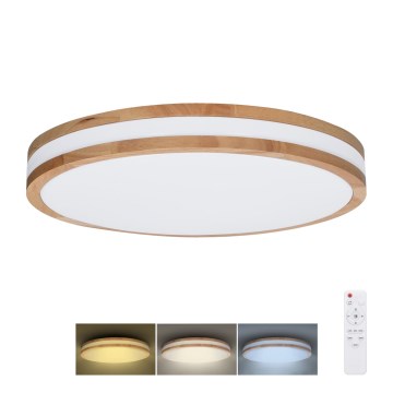 Luminária de teto LED dimmerizável WOODY LED/60W/230V 3000-6500K carvalho diâmetro 50 cm + controlo remoto
